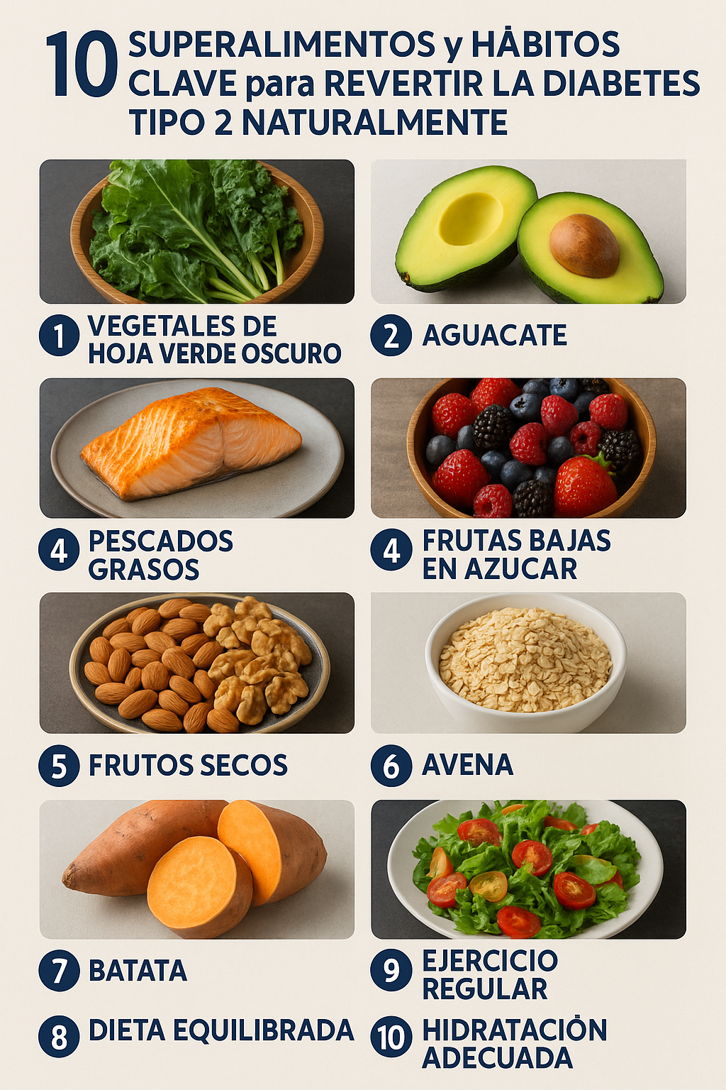 🥗 10 Superalimentos y Hábitos Clave para Revertir la Diabetes Tipo 2 Naturalmente